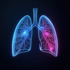 sci-fi holographic illustration of human lung photo