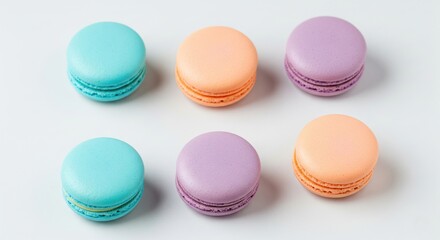 Fototapeta premium A close-up of a colorful assortment of macarons, representing desserts, sweets, French pastry, treats, and indulgence.