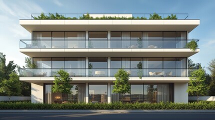 modern apartment building with balconies