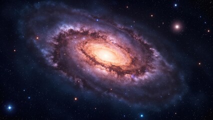 Obraz premium Spiral Galaxy in Space. An image of a stunning spiral galaxy with swirling arms of stars and dust, symbolizing astronomy, space exploration, science, the universe, and cosmic beauty.