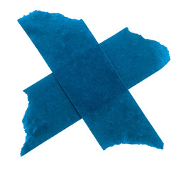 A piece of crumpled insulating tape on a white background. Blue insulating electrical tape.