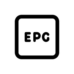 Epc letters displayed inside a rounded square with a thick black border on a white background image design