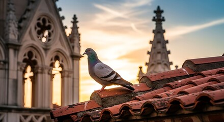 Obraz premium Pigeon on roof tiles.