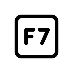 A close up of a black and white square icon displaying the text f seven centered in a bold sans serif font