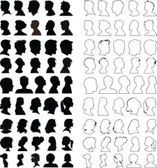 People line art Icon. Profile and people silhouette collection. User profile symbol. Group of people or group of users collection. Perfect can use in demographic, social media, and team concept.