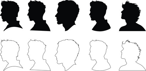 People line art Icon. Profile and people silhouette collection. User profile symbol. Group of people or group of users collection. Perfect can use in demographic, social media, and team concept.