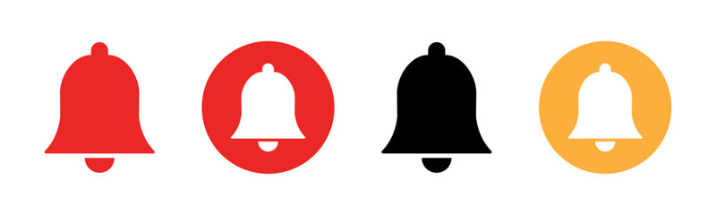 Notification alert bell icon, Alerts or notifications. red and black bell pins