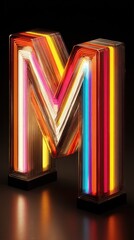 Colorful neon letter m