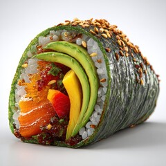 Colorful sushi roll closeup