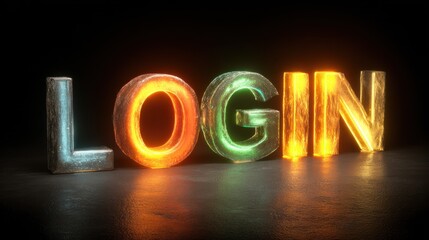 Colorful neon login word