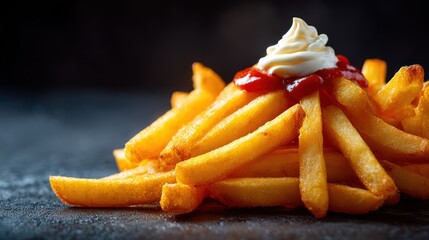 Crispy french fries with sauce