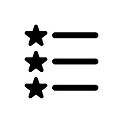 Three stars aligned vertically next to three horizontal lines in a simple black and white illustration