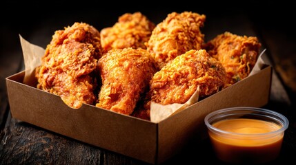 Crispy fried chicken in box