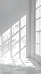 Fototapeta premium Bright, sunlit room corner with shadows