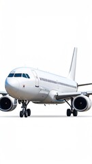 Obraz premium White jetliner, front view, isolated