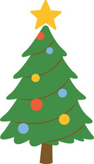 Christmas tree with bauble and star ornament