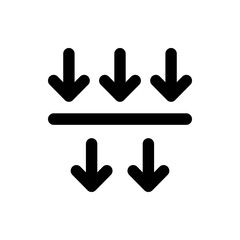 Black arrows pointing down above a horizontal line and more arrows pointing down below the line icon