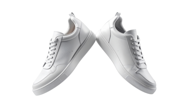 Side-by-side floating sneaker pack isolated on transparent background