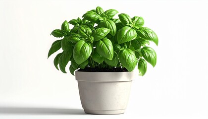 Obraz premium A potted oregano herb with small green leaves realistic detail white background with natural shading 