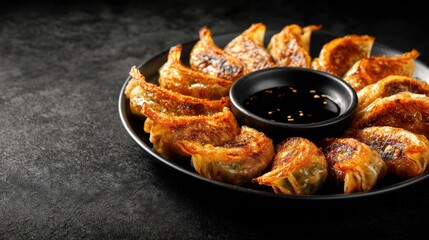 Fried dumplings with dipping sauce