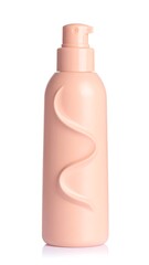 Peach-colored pump bottle with wavy design