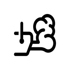 A simple black and white line drawing of a stylized brain connected to a plus sign symbol icon art