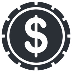 Fototapeta premium Stylized Dollar Sign on a Dark Coin Icon Illustration