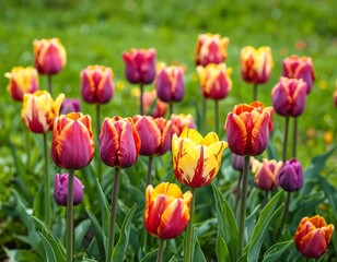 Obraz premium Vibrant tulips in a garden