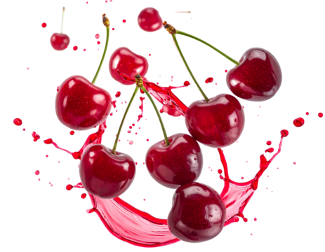 Surreal Floating Cherries with Splash Effect