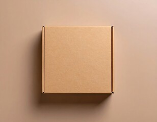 Beige cardboard box, top view