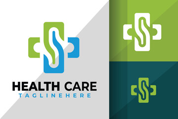 Letter S Health Care Cross Logo Icon Vector Design Illustration