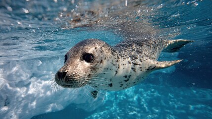 Harbor seal swimming underwater