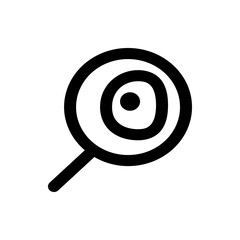 Simple black and white drawing of a lollipop with a circular head and a stick on a white background