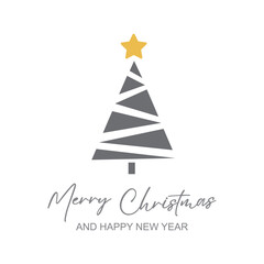 Christmas tree with the inscription Merry Christmas and happy new year.