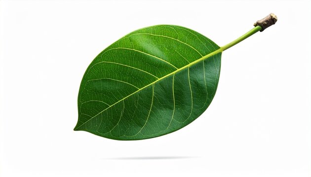 A jackfruit tree leaf with large green surface realistic organic texture white background with natural highlights
