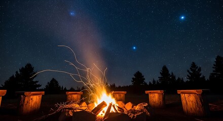 Campfire night sky