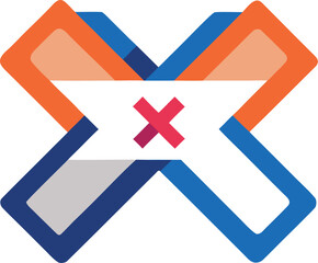 Obraz premium Floating dual id cards mockup crossed in x shape vector illustration eps icon