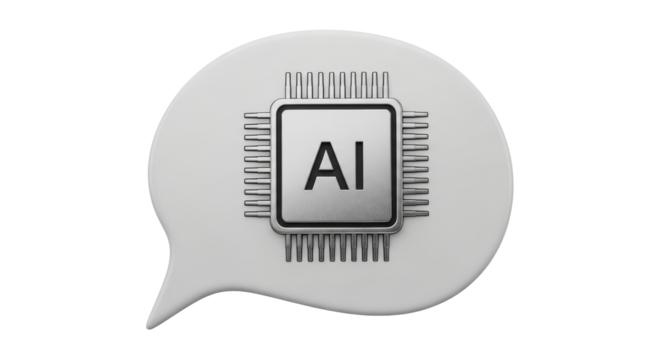 Isolated AI Concept Speech Bubble, Artificial Intelligence, Data Analytics Illustration