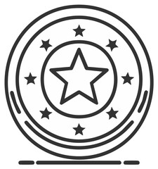 Obraz premium Clean line art icon of a medal with a star inside and surrounding stars