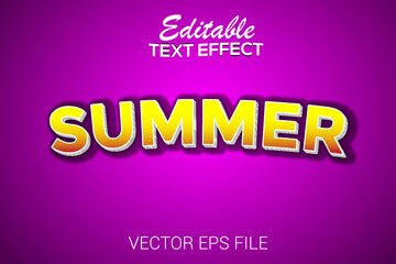 Editable text effect Summer 3d style vector. Summer text effect Typography Design.