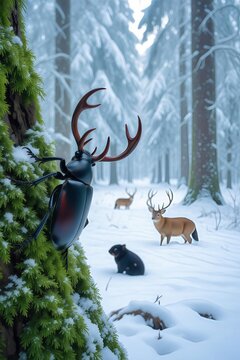 deer in the snow