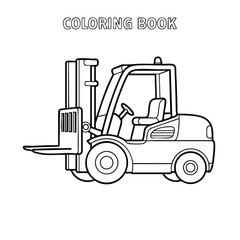 Naklejka premium A detailed outline of a forklift designed for a coloring book, showcasing its unique features and design.