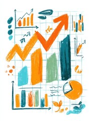 Creative Graphic Depicting Growth Trends and Data Analysis With Colorful Charts and Graphs
