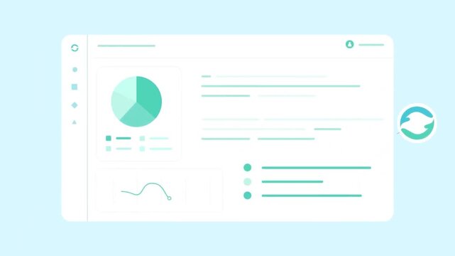 Man presenting data on digital dashboard screen, animated business analytics concept.
