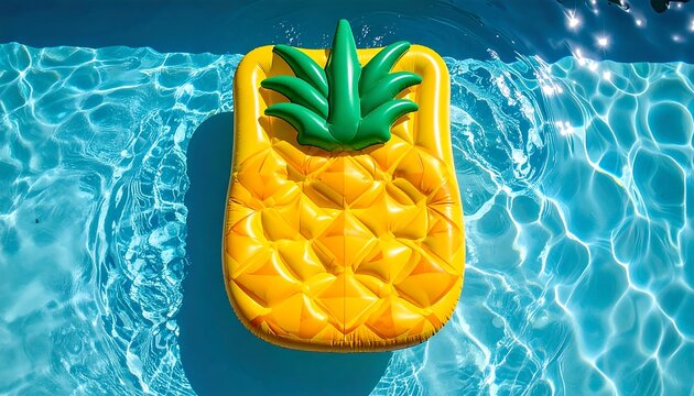Inflatable pineapple float in a swimming pool