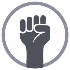 Obraz premium Raised fist symbol inside a circular outline representing power strength and protest