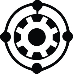 Abstract gear and circle symbol representing mechanics industry innovation technology and engineering concepts
