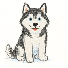 허스키, 크레용 아트 일러스트, jpeg (Husky, crayon art Illustration, jpeg)