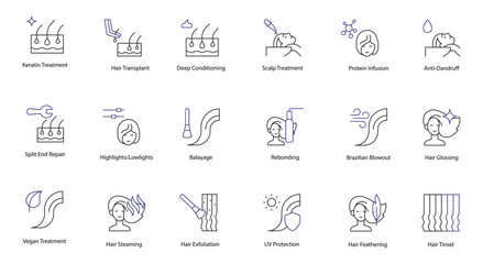 Hair Care and Styling Icon Set: A Complete Collection of vector icons