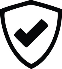 Simple shield with checkmark icon graphic symbol for security safety approval protection assurance trust verification success